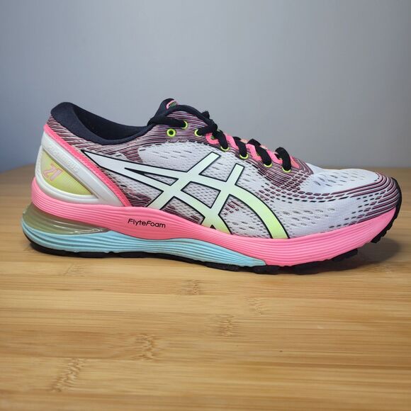 Asics Gel-Nimbus Women’s 21 White Pink Rise Bryte Running Shoes Sneakers SZ 10 - Picture 6 of 8